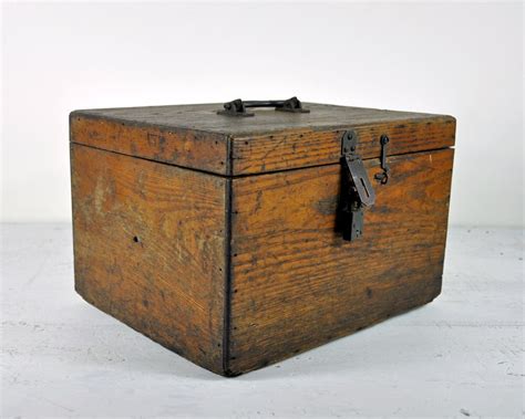 oliver iron and steel vintage wood box|Antique wood box .